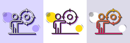 Business target line icon. Halftone dotted pattern. Gradient icon with grain shadow. Mission success goal sign. Market progress symbol. Line business target icon. Various designs. Vectorのイラスト素材
