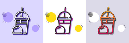 Ice cream milkshake line icon. Halftone dotted pattern. Gradient icon with grain shadow. Vanilla sundae sign. Frozen summer dessert symbol. Line ice cream milkshake icon. Various designs. Vectorのイラスト素材