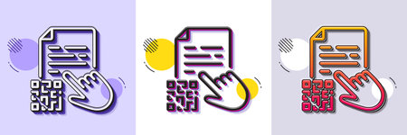 Qr code line icon. Halftone dotted pattern. Gradient icon with grain shadow. Scan barcode sign. Certificate document symbol. Line qr code icon. Various designs. Vectorのイラスト素材