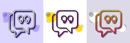 Quote bubble line icon. Halftone dotted pattern. Gradient icon with grain shadow. Chat comment sign....