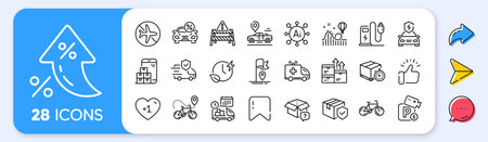 Parking security, Wholesale goods and Warning road line icons. Interest rate, AI generate, Inflation icons. Pack of Car leasing, Bicycle, Transport insurance icon. Vectorのイラスト素材