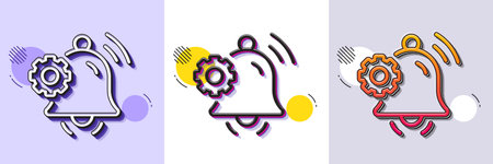 Notification bell line icon. Halftone dotted pattern. Gradient icon with grain shadow. Service alarm reminder sign. Settings message symbol. Line notification bell icon. Various designs. Vectorのイラスト素材