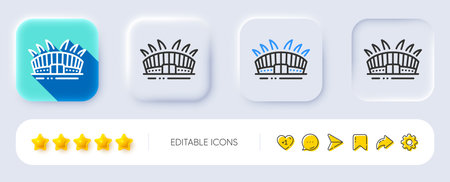 Arena stadium line icon. Neumorphic, Flat shadow, 3d buttons. Sport complex sign. Championship building symbol. Line arena stadium icon. Social media icons. Vectorのイラスト素材