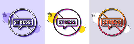 Stop stress line icon. Halftone dotted pattern. Gradient icon with grain shadow. Anxiety depression sign. Mental health symbol. Line stop stress icon. Various designs. Vectorのイラスト素材