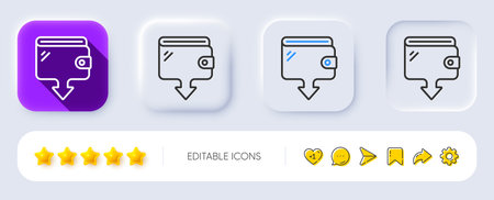Wallet line icon. Neumorphic, Flat shadow, 3d buttons. Send money purse sign. Cash budget symbol. Line wallet icon. Social media icons. Vectorのイラスト素材