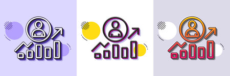 Business results line icon. Halftone dotted pattern. Gradient icon with grain shadow. Career Growth chart sign. Line career ladder icon. Various designs. Vectorのイラスト素材