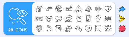 Video conference, Ab testing and Deflation line icons. Interest rate, AI generate, Inflation icons. Pack of Diagram chart, Teamwork question, Search icon. Vectorのイラスト素材