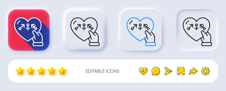 Genders line icon. Neumorphic, Flat shadow, 3d buttons. Inclusion sign. Gender diversity symbol. Line genders icon. Social media icons. Vectorのイラスト素材