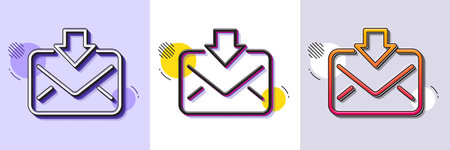 Mail download line icon. Halftone dotted pattern. Gradient icon with grain shadow. Incoming Messages correspondence sign. E-mail symbol. Line incoming Mail icon. Various designs. Vectorのイラスト素材