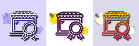 Best market line icon. Halftone dotted pattern. Gradient icon with grain shadow. Certified store sign. Retail marketplace award symbol. Line best market icon. Various designs. Vectorのイラスト素材