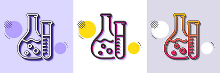 Chemistry lab line icon. Halftone dotted pattern. Gradient icon with grain shadow. Laboratory flask sign. Analysis symbol. Line chemistry lab icon. Various designs. Vectorのイラスト素材
