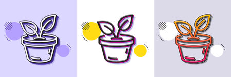 Leaves line icon. Halftone dotted pattern. Gradient icon with grain shadow. Grow plant leaf sign. Environmental care symbol. Line leaves icon. Various designs. Vectorのイラスト素材