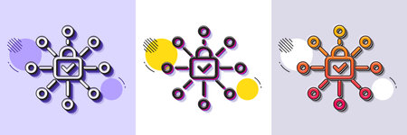 Security lock line icon. Halftone dotted pattern. Gradient icon with grain shadow. Cyber defence sign. Private protection symbol. Line security lock icon. Various designs. Vectorのイラスト素材