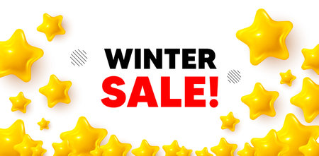 Winter sale winner banner with 3d stars. Golden stars banner. Winter Sale tag. Special offer price sign. Advertising Discounts symbol. Review rate background. Vectorのイラスト素材