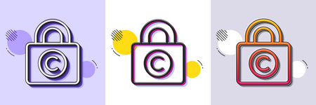 Copyright locker line icon. Halftone dotted pattern. Gradient icon with grain shadow. Copywriting sign. Private Information symbol. Line copyright locker icon. Various designs. Vectorのイラスト素材