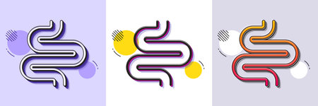 Intestine line icon. Halftone dotted pattern. Gradient icon with grain shadow. Healthy bowel, digestion sign. Intestines colonoscopy symbol. Line intestine icon. Various designs. Vectorのイラスト素材