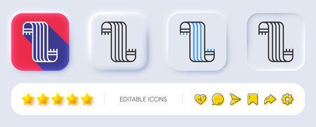 Scarf line icon. Neumorphic, Flat shadow, 3d buttons. Neckwear accessory sign. Fabric neck worn symbol. Line scarf icon. Social media icons. Vectorのイラスト素材