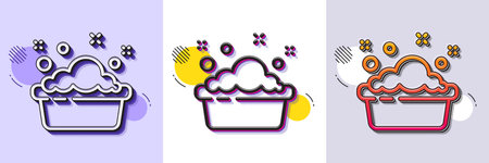 Hand washing line icon. Halftone dotted pattern. Gradient icon with grain shadow. Laundry service sign. Clothing cleaner symbol. Line hand washing icon. Various designs. Vectorのイラスト素材