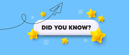 Did you know search bar. Share plane line icon. Did you know? Quiz question sign. Social media survey symbol. Search button with 3d stars. Vectorのイラスト素材