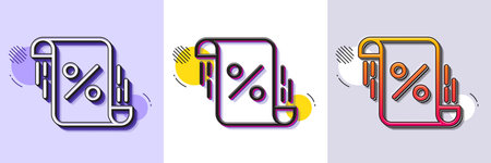 Loan percent line icon. Halftone dotted pattern. Gradient icon with grain shadow. Discount blueprint sign. Credit percentage symbol. Line loan percent icon. Various designs. Vectorのイラスト素材