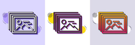 Image gallery line icon. Halftone dotted pattern. Gradient icon with grain shadow. Photo thumbnail sign. Album picture placeholder symbol. Line image gallery icon. Various designs. Vectorのイラスト素材