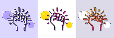 Empower line icon. Halftone dotted pattern. Gradient icon with grain shadow. Empowerment strength...