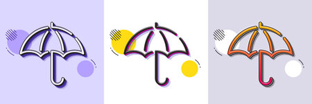 Umbrella line icon. Halftone dotted pattern. Gradient icon with grain shadow. Rain defence sign. Safe insurance symbol. Line umbrella icon. Various designs. Vectorのイラスト素材