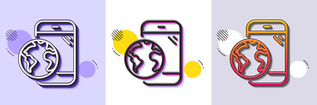 Mobile internet line icon. Halftone dotted pattern. Gradient icon with grain shadow. Online business sign. Phone device symbol. Line mobile internet icon. Various designs. Vectorのイラスト素材