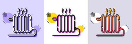 Radiator line icon. Halftone dotted pattern. Gradient icon with grain shadow. Heat convector sign. Temperature heater symbol. Line radiator icon. Various designs. Vectorのイラスト素材