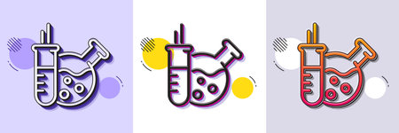 Chemistry lab line icon. Halftone dotted pattern. Gradient icon with grain shadow. Laboratory flask sign. Analysis symbol. Line chemistry lab icon. Various designs. Vectorのイラスト素材
