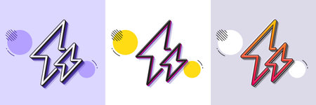 Electricity line icon. Halftone dotted pattern. Gradient icon with grain shadow. Electric power energy type sign. Lightning bolt symbol. Line electricity icon. Various designs. Vectorのイラスト素材