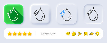 Hydroelectricity line icon. Neumorphic, Flat shadow, 3d buttons. Hydroelectric energy type sign. Water power symbol. Line hydroelectricity icon. Social media icons. Vectorのイラスト素材