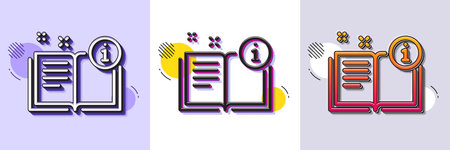 Instruction line icon. Halftone dotted pattern. Gradient icon with grain shadow. User manual sign. Information book symbol. Line manual icon. Various designs. Vectorのイラスト素材