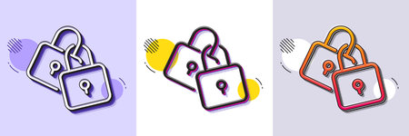 Lock line icon. Halftone dotted pattern. Gradient icon with grain shadow. Wedding padlock sign. Security access symbol. Line locks icon. Various designs. Vectorのイラスト素材