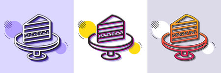 Cake line icon. Halftone dotted pattern. Gradient icon with grain shadow. Sweet dessert sign. Confectionery or pastry symbol. Line cake icon. Various designs. Vectorのイラスト素材