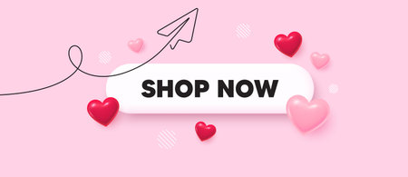 Shop now search bar. Share plane line icon. Shop now. Special offer price sign. Sale discounts symbol. Search button with 3d hearts. Vectorのイラスト素材