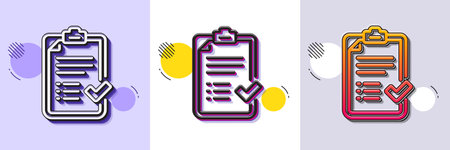 Approved checklist line icon. Halftone dotted pattern. Gradient icon with grain shadow. Accepted or confirmed sign. Report symbol. Line approved checklist icon. Various designs. Vectorのイラスト素材