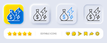 Electricity price line icon. Neumorphic, Flat shadow, 3d buttons. Electric power inflation sign. Energy crisis symbol. Line electricity price icon. Social media icons. Vectorのイラスト素材