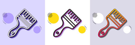 Paint brush line icon. Halftone dotted pattern. Gradient icon with grain shadow. Wall paintbrush sign. Creative drawing art symbol. Line brush icon. Various designs. Vectorのイラスト素材