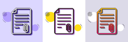 CV attachment line icon. Halftone dotted pattern. Gradient icon with grain shadow. Document file symbol. Line attachment icon. Various designs. Vectorのイラスト素材