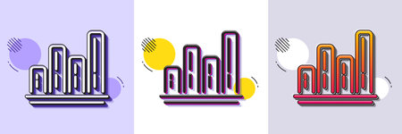 Graph line icon. Halftone dotted pattern. Gradient icon with grain shadow. Column chart sign. Growth diagram symbol. Line graph chart icon. Various designs. Vectorのイラスト素材