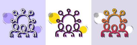 Squad line icon. Halftone dotted pattern. Gradient icon with grain shadow. Team work sign. Community...