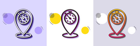 Timer line icon. Halftone dotted pattern. Gradient icon with grain shadow. Time sign. Location pointer symbol. Line timer icon. Various designs. Vectorのイラスト素材