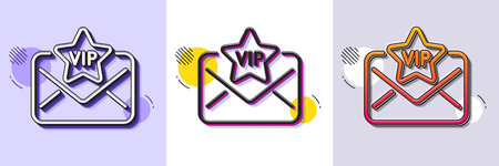 Vip letter line icon. Halftone dotted pattern. Gradient icon with grain shadow. Mail for very important person sign. Exclusive privilege symbol. Line vip mail icon. Various designs. Vectorのイラスト素材