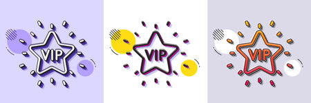 Vip line icon. Halftone dotted pattern. Gradient icon with grain shadow. Very important person star sign. Member club privilege symbol. Line vip star icon. Various designs. Vectorのイラスト素材