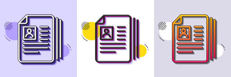 Business recruitment line icon. Halftone dotted pattern. Gradient icon with grain shadow. CV documents or Portfolio sign. Line cV documents icon. Various designs. Vectorのイラスト素材