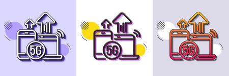 5g internet line icon. Halftone dotted pattern. Gradient icon with grain shadow. Wireless technology sign. Mobile devices wifi symbol. Line 5g internet icon. Various designs. Vectorのイラスト素材