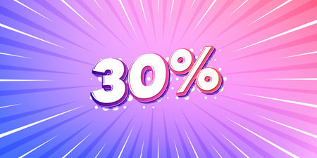 Discount sun rays gradient banner. Light burst background. 30 percent off sale tag. Discount offer price sign. Special offer symbol. Gradient sun rays. Sunburst light. Vectorのイラスト素材