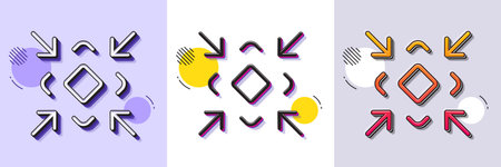 Minimize arrow line icon. Halftone dotted pattern. Gradient icon with grain shadow. Small screen symbol. Minimise Navigation sign. Line minimize icon. Various designs. Vectorのイラスト素材