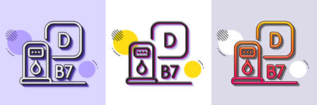 Diesel station line icon. Halftone dotted pattern. Gradient icon with grain shadow. Filling station sign. B7 liquid fuel symbol. Line diesel station icon. Various designs. Vectorのイラスト素材